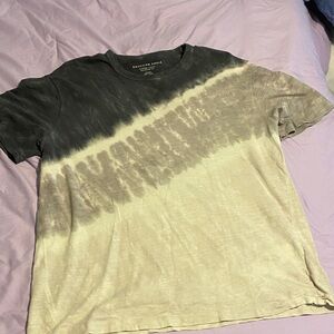 American Eagle Outfitters Men's Short Sleeve Tie-Dye Shirt - Black and Tan
